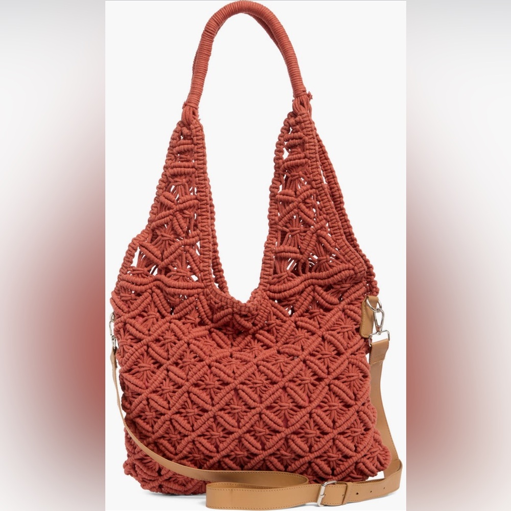 SOL and Mer  Rust Macramé Shoulder tote Bag